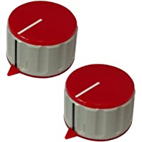 AERZETIX: 2X Botón para potenciómetro de Eje Lisa 6mm Ø36-7x21-8mm Gris y Rojo de ABS C12526
